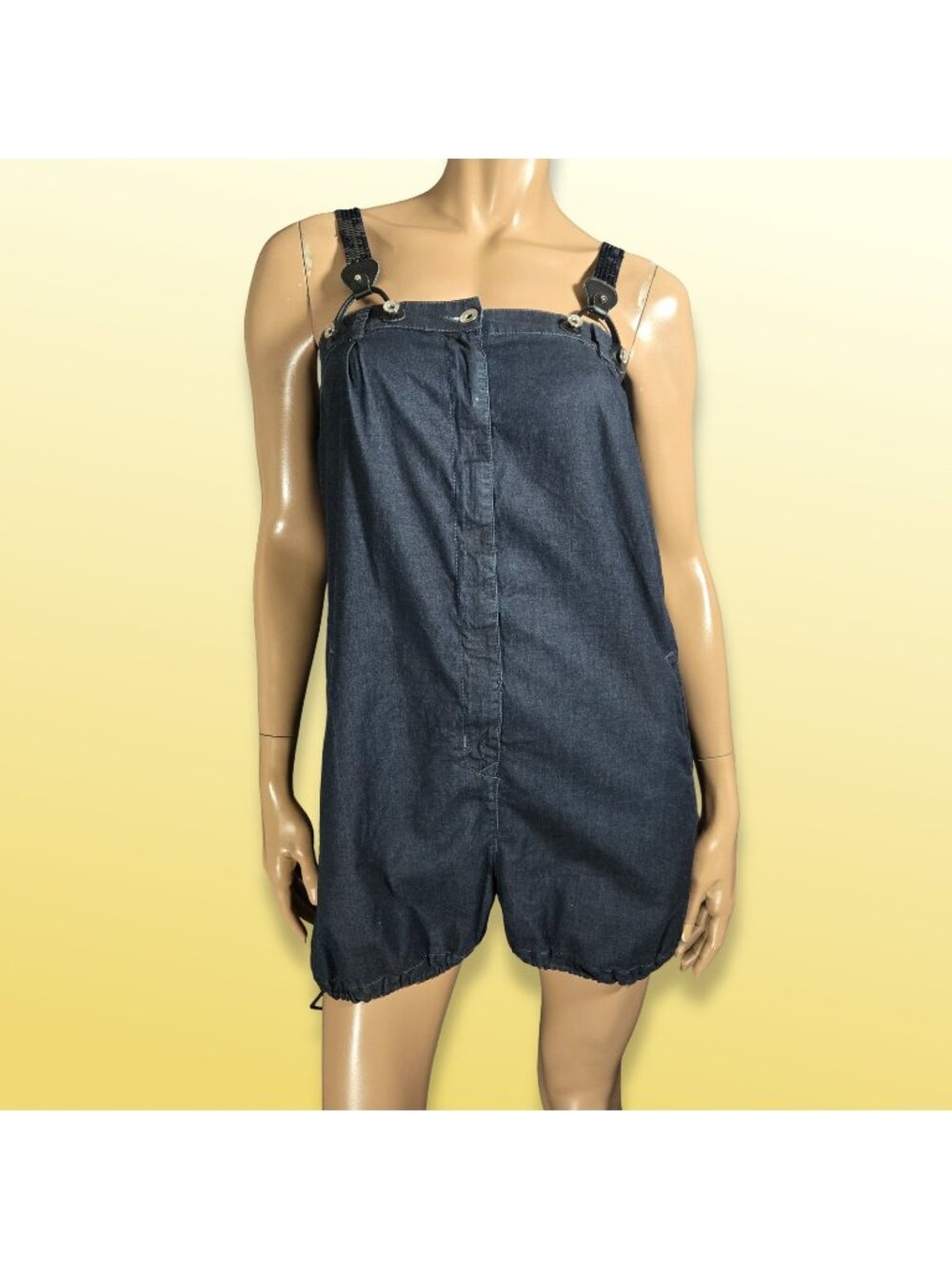 Vintage 90s Moschino Jeans Blue Denim Bloomer Shortalls Sequin Suspenders Size S